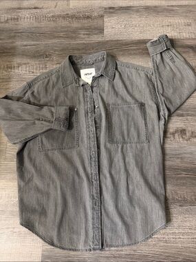 Aerie Women’s Oversized Grey Washed Button-Up Shirt S